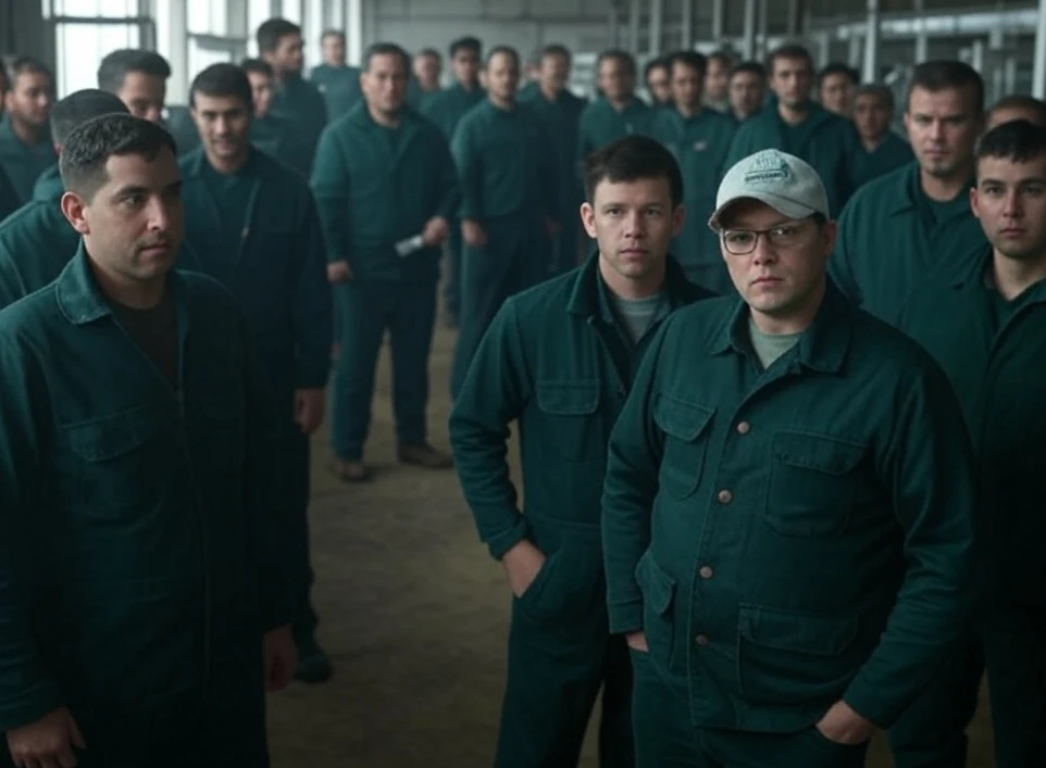 Industrial paper mill workers
